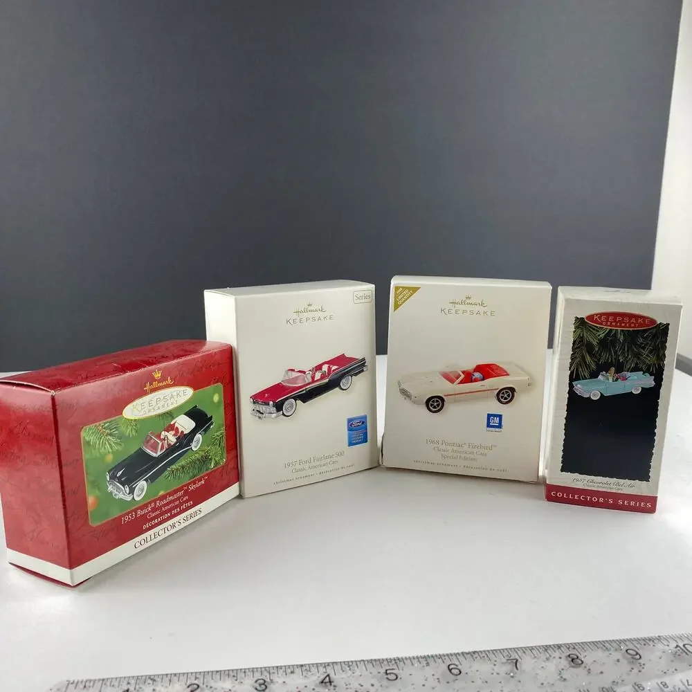 Hallmark Classic American Cars Ornament Lot of 4 Buick Ford Chevy Pontiac